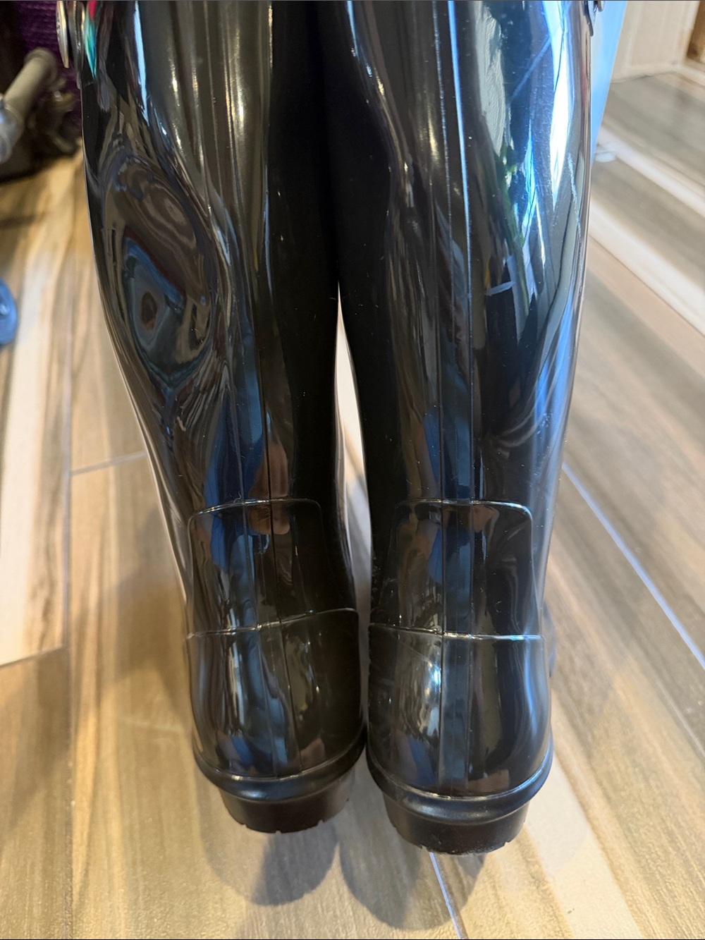 UGG Women's Glossy Black Tall Rain Boots - Picture 4 of 12